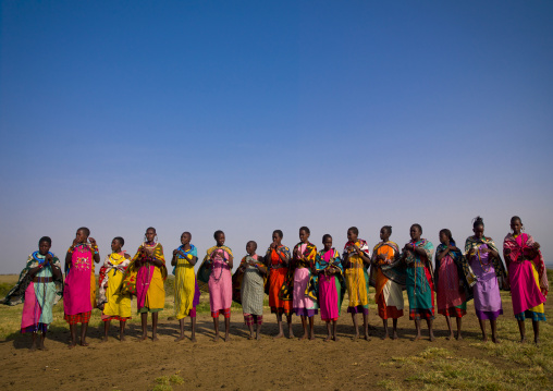 Maasai tribeswomen in traditional maasai clothing, Nakuru county, Nakuru, Kenya