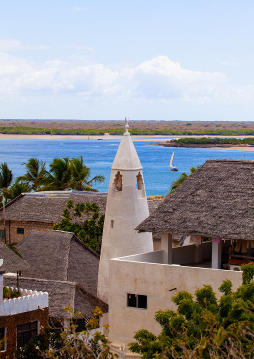 A view of the friday mosque over Manda channel, Lamu County, Shela, Kenya