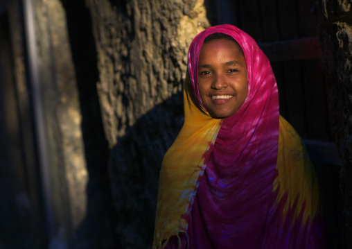 Portrait of a smiling swahili girl, Lamu County, Lamu, Kenya