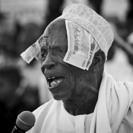 Muslim men celebrating the Maulid festival, Lamu County, Lamu, Kenya