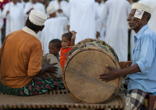 Muslim men celebrating the Maulid festival, Lamu County, Lamu, Kenya