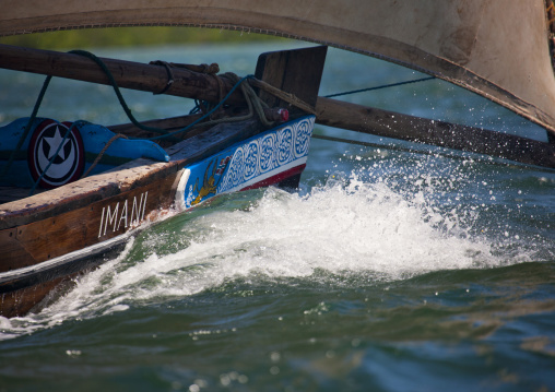 Prow of a sailing dhow, Lamu County, Lamu, Kenya