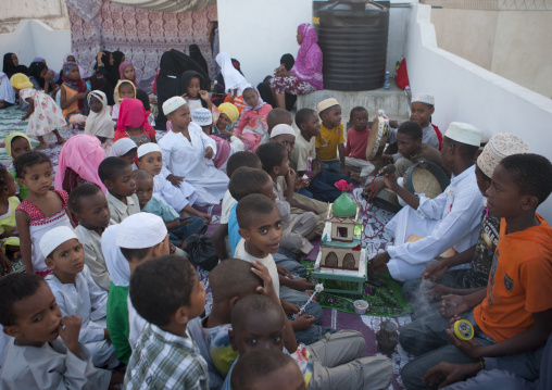 Madrassa coranic school during Maulid festival, Lamu County, Lamu, Kenya