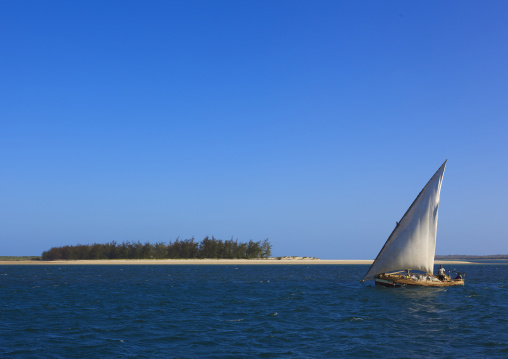 Dhow sailing along the coast, Lamu County, Lamu, Kenya