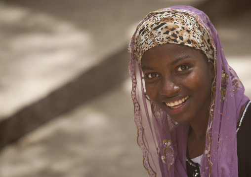 Portrait of a smiling swahili girl, Lamu County, Lamu, Kenya