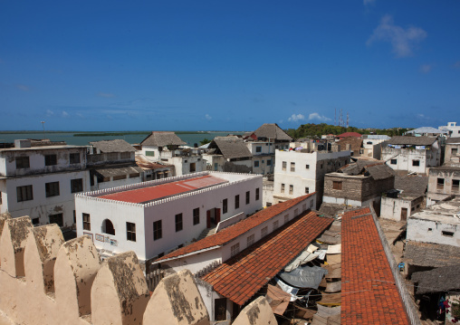 High angle view of the old town with stone townhouses, Lamu County, Lamu, Kenya