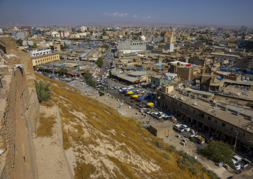 Looking Across Old Town Towards The Citadel, Erbil, Kurdistan, Iraq