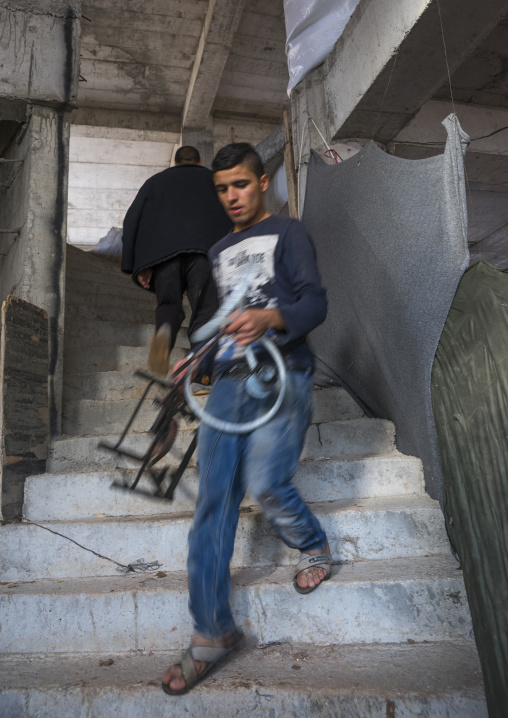 Yezidi Refugee Man Displaced From Sinjar Living In An Under Construction Building, Duhok, Kurdistan, Iraq