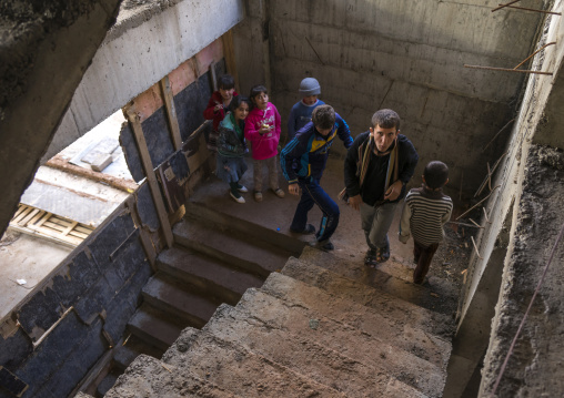 Yezidi Refugees Displaced From Sinjar Living In An Under Construction Building, Duhok, Kurdistan, Iraq