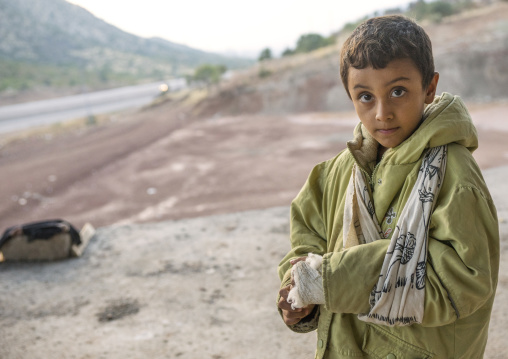 Wounded Yezedi Refugee Child Displaced From Sinjar, Duhok, Kurdistan, Iraq