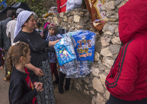 Yezedi Refugees From Sinjar Receiving Clothes From Ngo, Lalesh Temple, Kurdistan, Iraq