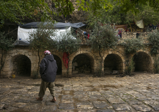 Yezedi Refugees Tents From Sinjar Living In Lalesh Temple, Kurdistan, Iraq