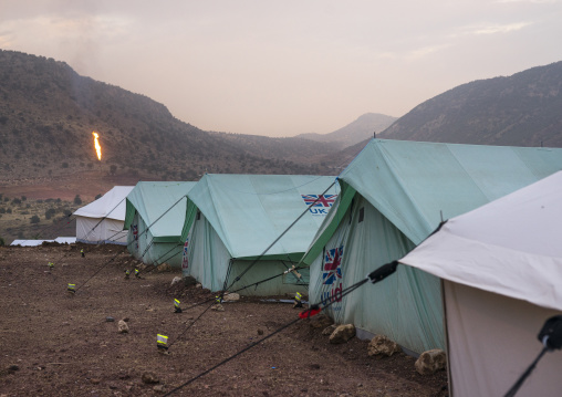 Yezedi Refugee Camp In Front Of An Oil Field, Lalesh, Kurdistan, Iraq