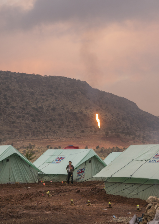 Yezedi Refugee Camp In Front Of An Oil Field, Lalesh, Kurdistan, Iraq