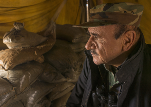 Kurdish General In A Shelter On The Frontline, Duhok, Kurdistan, Iraq