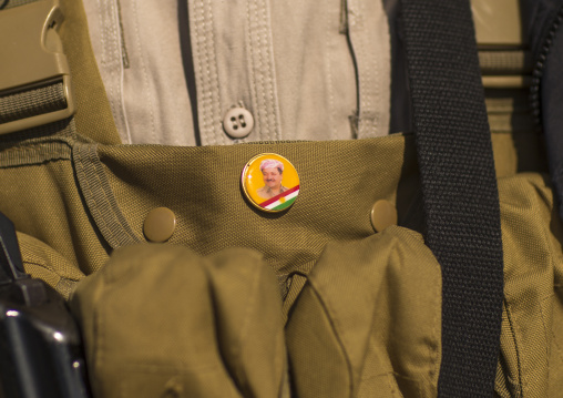 Kurdish Peshmerga On The Frontline With A President Massoud Barzani Badge, Duhok, Kurdistan, Iraq