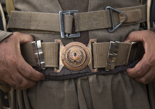 Kurdish Peshmerga Hands On Patriotic Union Of Kurdistan Belt, Kirkuk, Kurdistan, Iraq