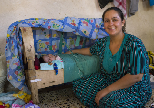 Yazidi Mother And Her Baby In The Temple City Of Lalesh, Kurdistan, Iraq