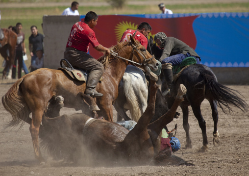 Men Competing In A Horse Game For National Day, Bishkek, Kyrgyzstan