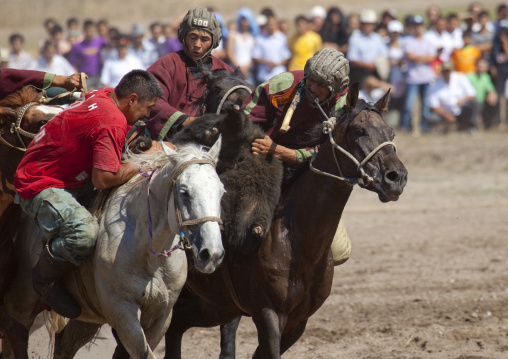 Men Competing In A Horse Game For National Day, Bishkek, Kyrgyzstan