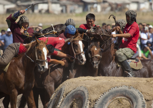 Men Competing In A Horse Game For National Day, Bishkek, Kyrgyzstan