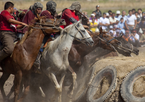 Men Competing In A Horse Game For National Day, Bishkek, Kyrgyzstan