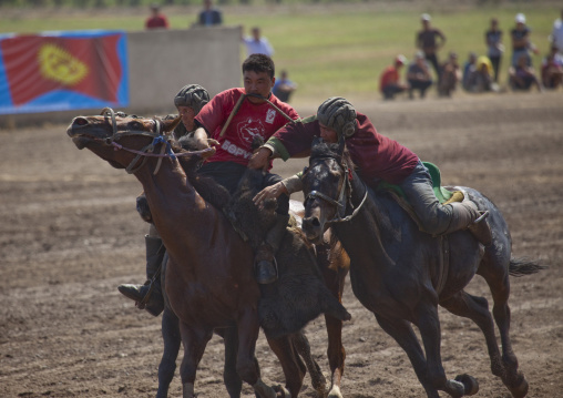 Men Competing In A Horse Game For National Day, Bishkek, Kyrgyzstan