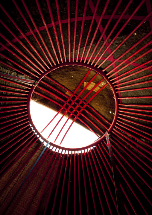 Wooden Frame Of A Yurt, Jaman Echki Jailoo Village, Song Kol Lake Area, Kyrgyzstan