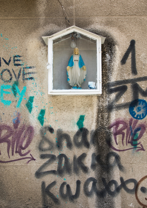 Statue of virgin Mary in Mar Mikhael street, Beirut Governorate, Beirut, Lebanon