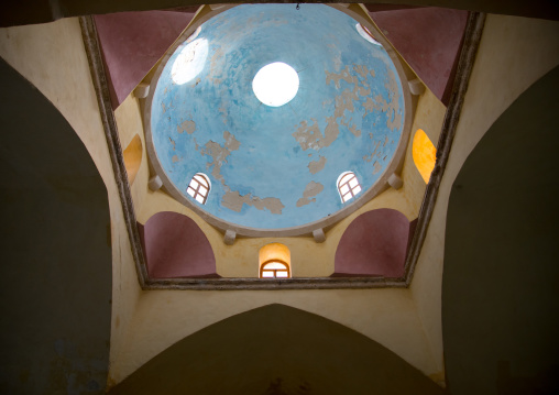 Ceiling with its intricate and elaborate patterns and internal stainless glass dome in Ezzeddine hamam, North Governorate, Tripoli, Lebanon