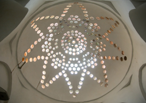 Ceiling with its intricate and elaborate patterns and internal stainless glass dome in Ezzeddine hamam, North Governorate, Tripoli, Lebanon