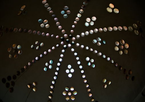 Ceiling with its intricate and elaborate patterns and internal stainless glass dome in Ezzeddine hamam, North Governorate, Tripoli, Lebanon