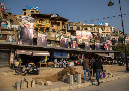 Shops in front residential apartments and housing, North Governorate, Tripoli, Lebanon