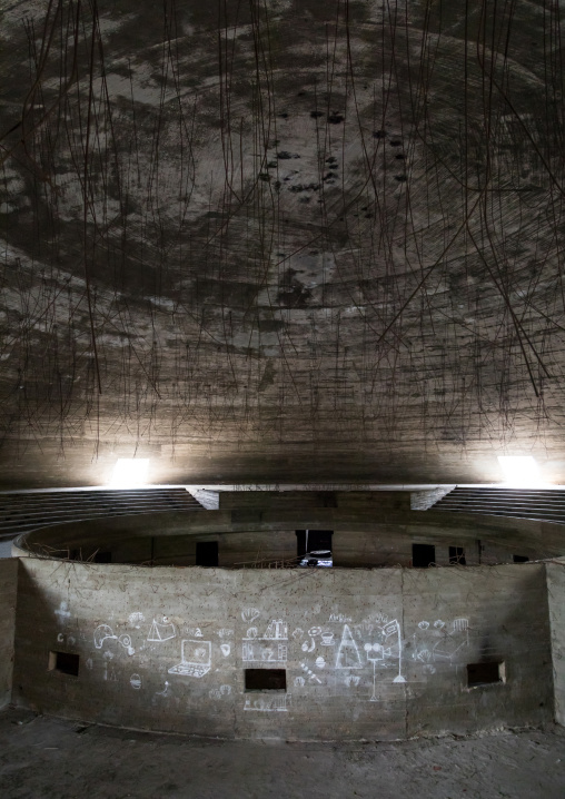 The experimental dome-shaped theatre at the Rachid Karami international exhibition center designed by brazilian architect Oscar Niemeyer, North Governorate, Tripoli, Lebanon