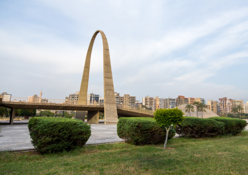 The arch at the Rachid Karami international exhibition center designed by brazilian architect Oscar Niemeyer, North Governorate, Tripoli, Lebanon