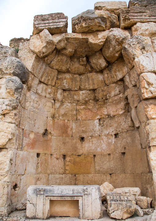 Antique ruins at the archeological site, Beqaa Governorate, Baalbek, Lebanon