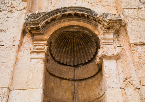 Antique ruins at the archeological site, Beqaa Governorate, Baalbek, Lebanon