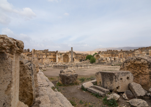 Antique ruins at the archeological site, Beqaa Governorate, Baalbek, Lebanon