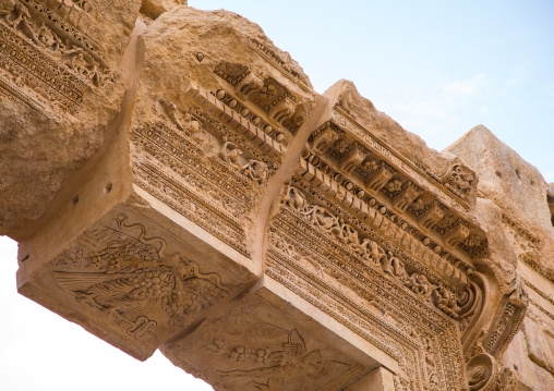 Corinthian capitals ornamenting the temple of Bacchus, Beqaa Governorate, Baalbek, Lebanon