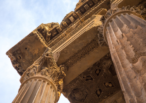 Corinthian capitals ornamenting the temple of Bacchus, Beqaa Governorate, Baalbek, Lebanon