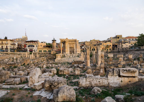 Antique ruins at the archeological site, Beqaa Governorate, Baalbek, Lebanon