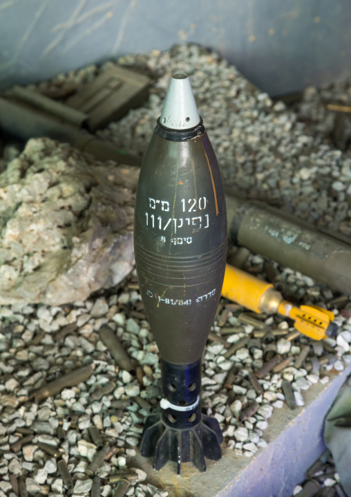 Israeli rocket in the war museum operated by Hezbollah called the tourist landmark of the resistance or museum for resistance tourism, South Governorate, Mleeta, Lebanon