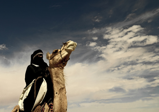 Tuareg man riding his camel, Tripolitania, Ghadames, Libya