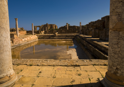 Hadrianic bath-house remains in leptis magna, Tripolitania, Khoms, Libya