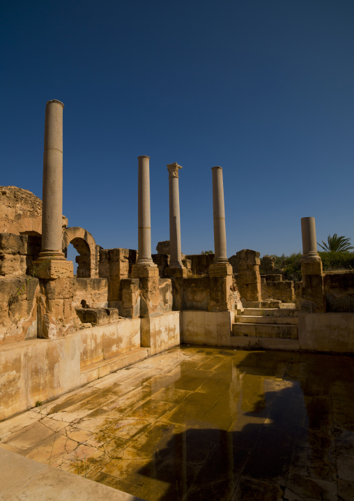 Hadrianic bath-house remains in leptis magna, Tripolitania, Khoms, Libya