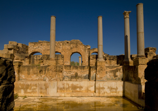 Hadrianic bath-house remains in leptis magna, Tripolitania, Khoms, Libya