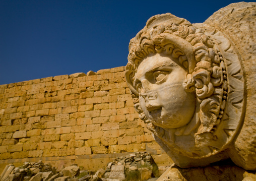 Goddess medusa inside severan forum in leptis magna, Tripolitania, Khoms, Libya