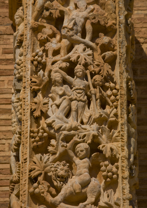 Decoration columns inside basilica of septimius severus in leptis magna, Tripolitania, Khoms, Libya