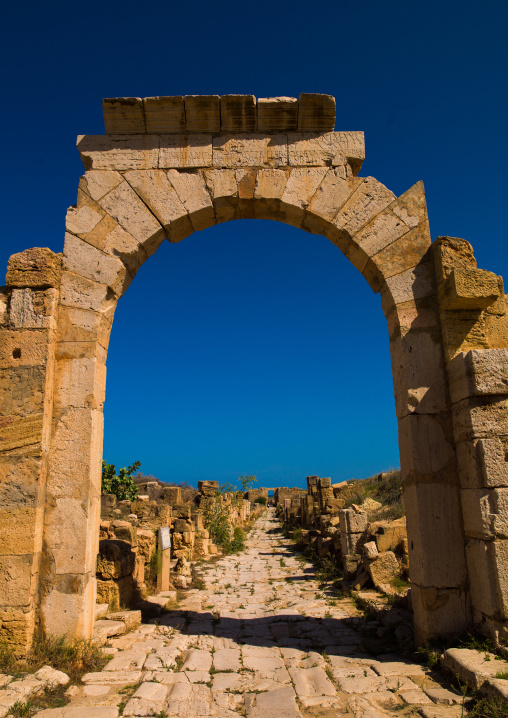 Leptis magna alley , Tripolitania, Khoms, Libya