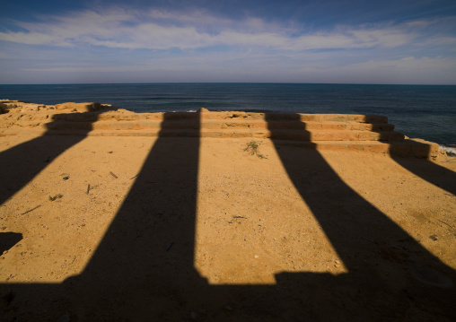 Ruins of the temple of isis in front of the sea, Tripolitania, Sabratha, Libya